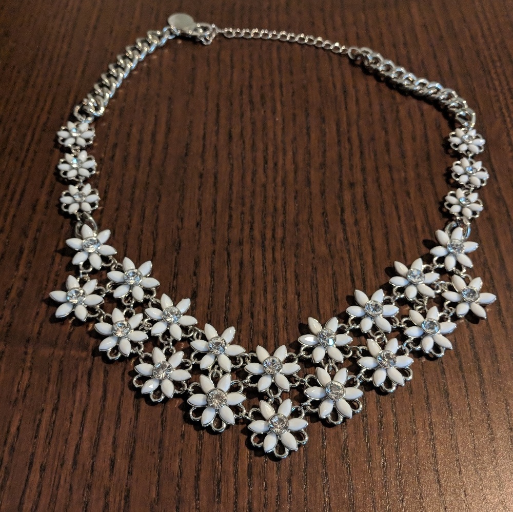 White Floral Necklace - White House Black Market